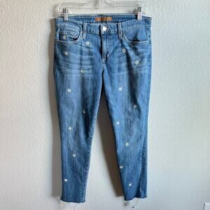 Joe's The Icon Mid Rise Skinny Crop Floral Embroidered Jeans Women's 29 Stretch